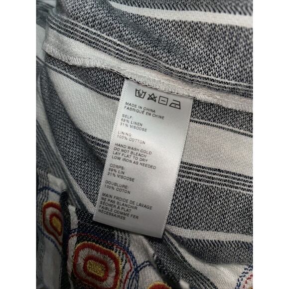 Anthropologie Maeve Linen Blend Short Sleeve Embroidered Top Size L - Picture 8 of 8